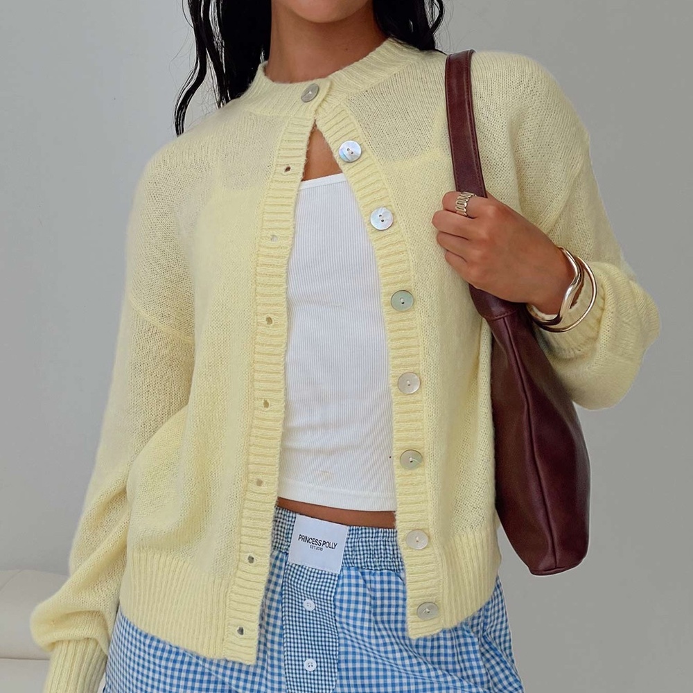 Princess Polly Sunbeam Cardigan in Yellow, Size S/M
